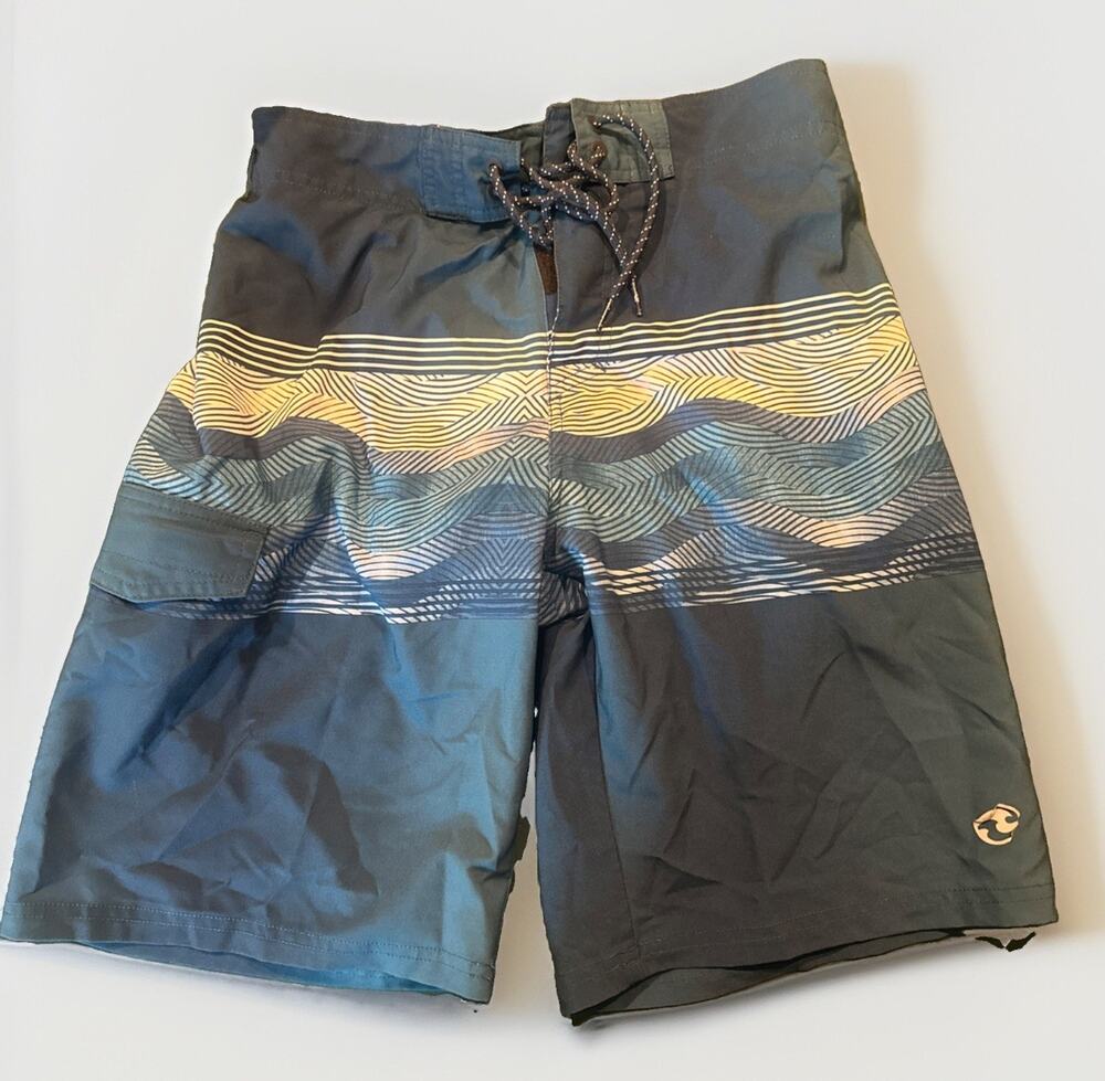 Ocean Current Swim Trunks Size Small Blue Striped Mesh Lined Men's